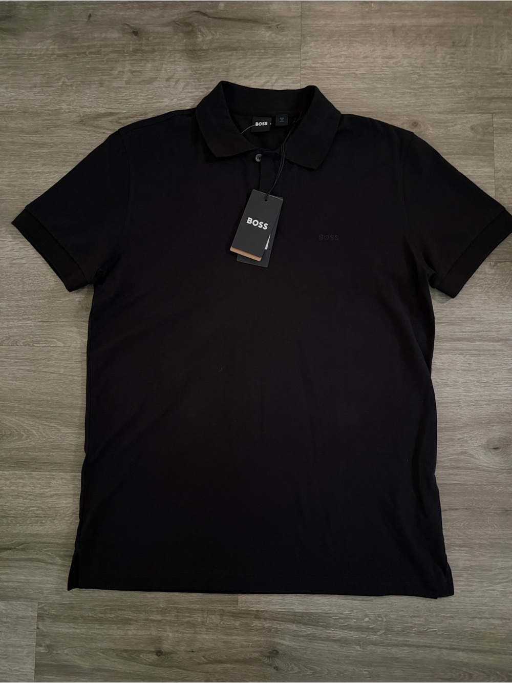 Hugo Boss black embroidered logo polo shirt L size